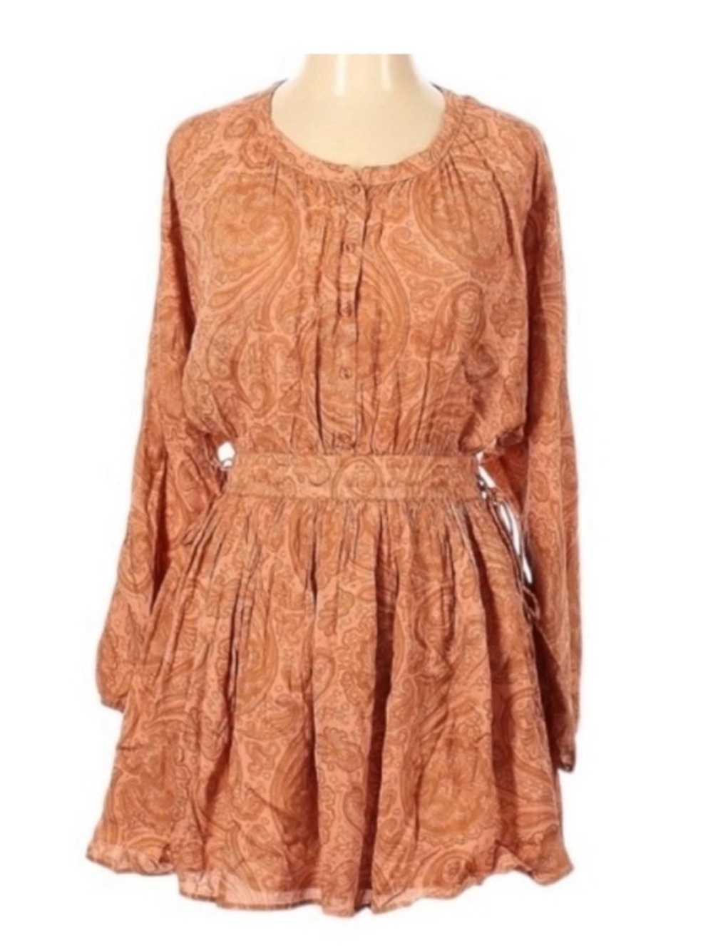 Amuse Society Orange Mini Sundress with gathered tied waist
